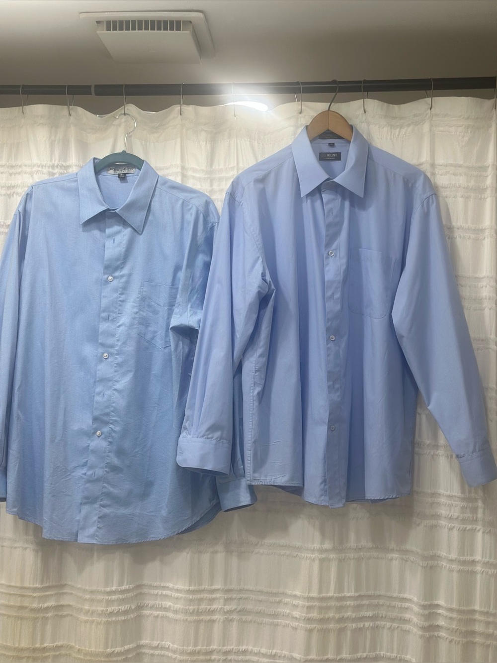 2 Blue  XXL (16 1/2 and 17) cotton dress shirts near NEW. Made in Italy